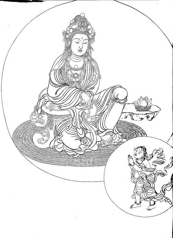 中國(guó)風(fēng)繪畫(huà)技巧白描觀音圖