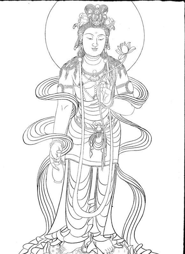 中國(guó)風(fēng)繪畫(huà)技巧白描觀音圖