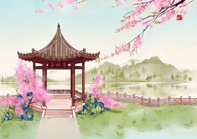 花香滿溢的古風圖片，春天意境的唯美古風圖片