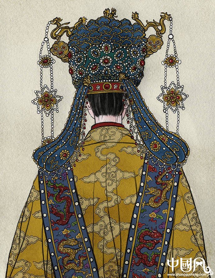 一組古風(fēng)人物背影插畫，古風(fēng)水彩玲瓏背影