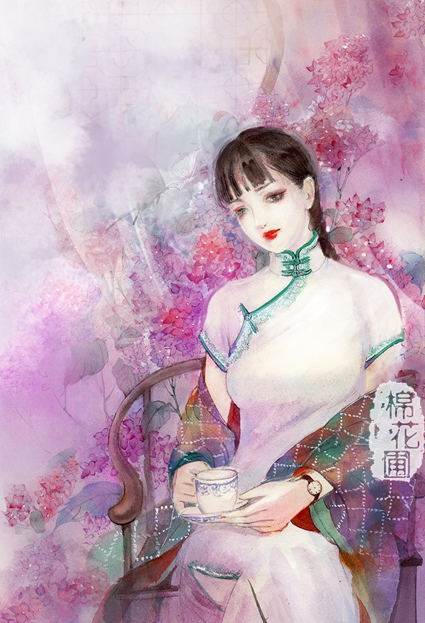 水彩旗袍女子圖集，超美插畫古風圖片