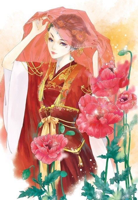 6張唯美古風圖片：一襲紅衣、披妝待嫁