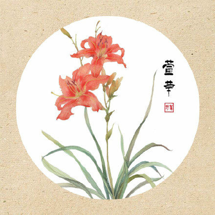 清新古風(fēng)花卉插畫，可作頭像的花卉插畫圖片