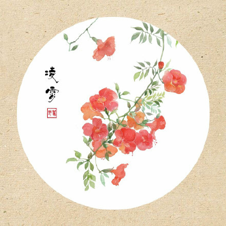 清新古風(fēng)花卉插畫，可作頭像的花卉插畫圖片