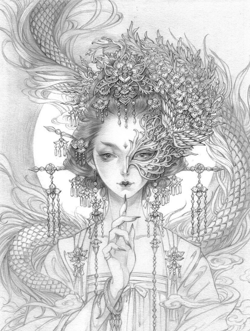 古風(fēng)美人插畫，一顰一笑令人神魂顛倒！