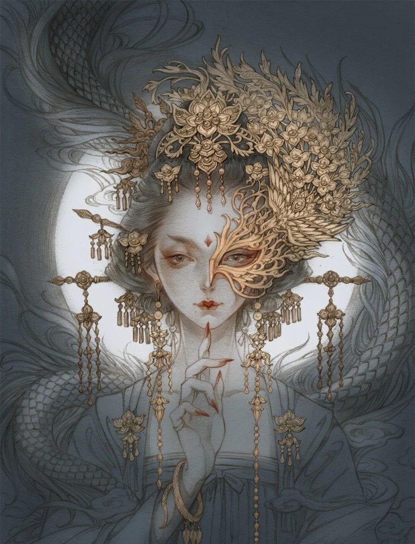 古風(fēng)美人插畫，一顰一笑令人神魂顛倒！