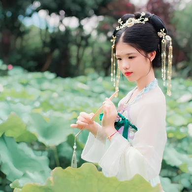荷香滿溢女生頭像，持扇古風(fēng)頭像