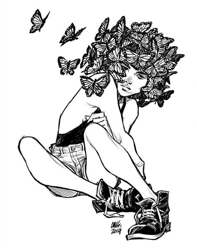 9款性感的黑白女郎插畫，嫵媚的美!