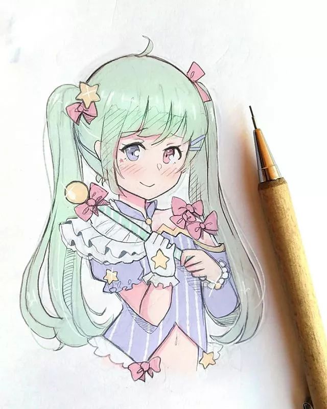 清新可愛美少女插畫，萌化你的心！