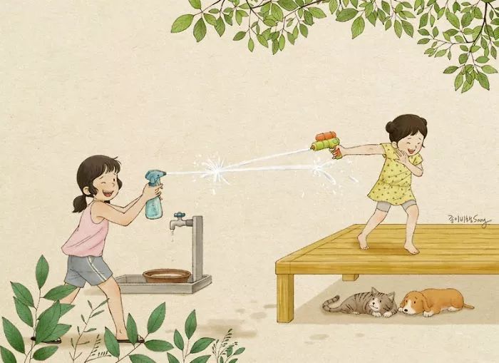 暖心插畫：有你的陪伴，童年從來不孤單