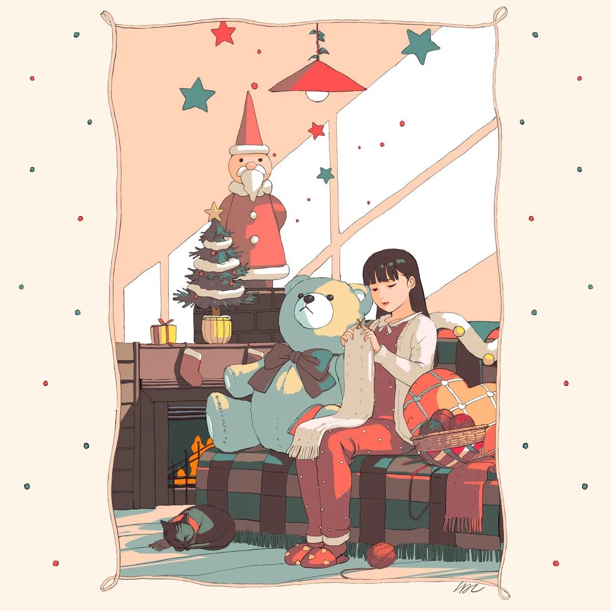 一組手繪少女風(fēng)格插畫，清新色彩插畫圖片