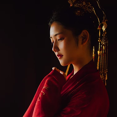 驚艷紅衣女生頭像，唯美古風真人頭像