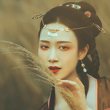 古典少女帶團扇女生頭像，唯美古風真頭像