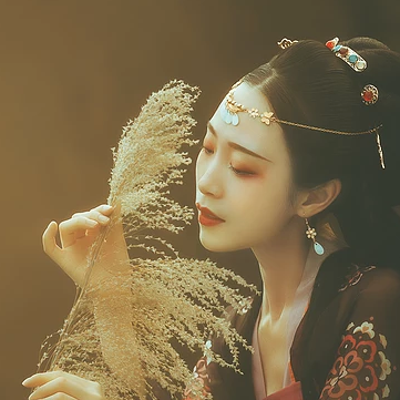 古典少女帶團扇女生頭像，唯美古風真頭像