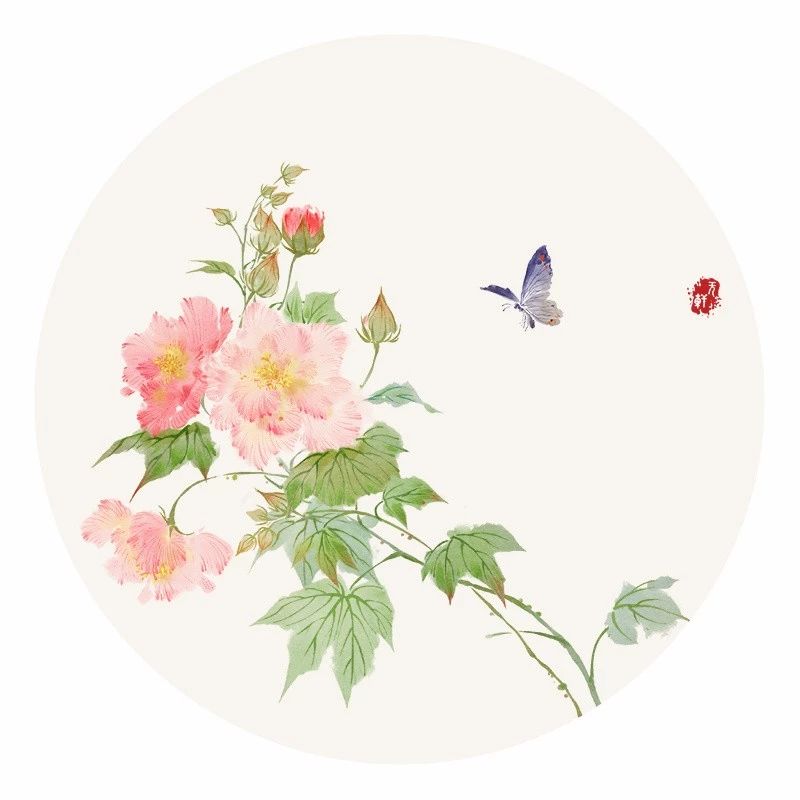 清新古風花卉插畫，清雅如詩的插畫圖片