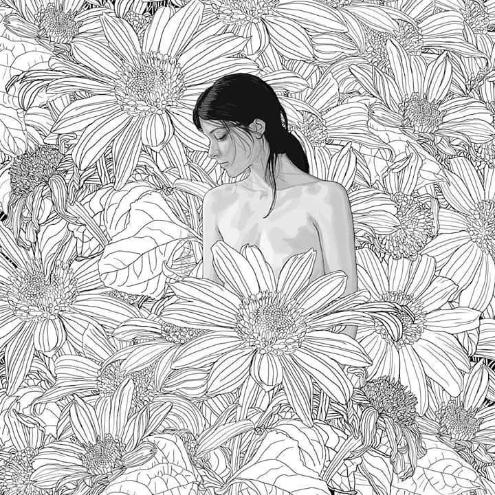 美人與花插畫：用線條淋漓盡致展現(xiàn)女性魅力！