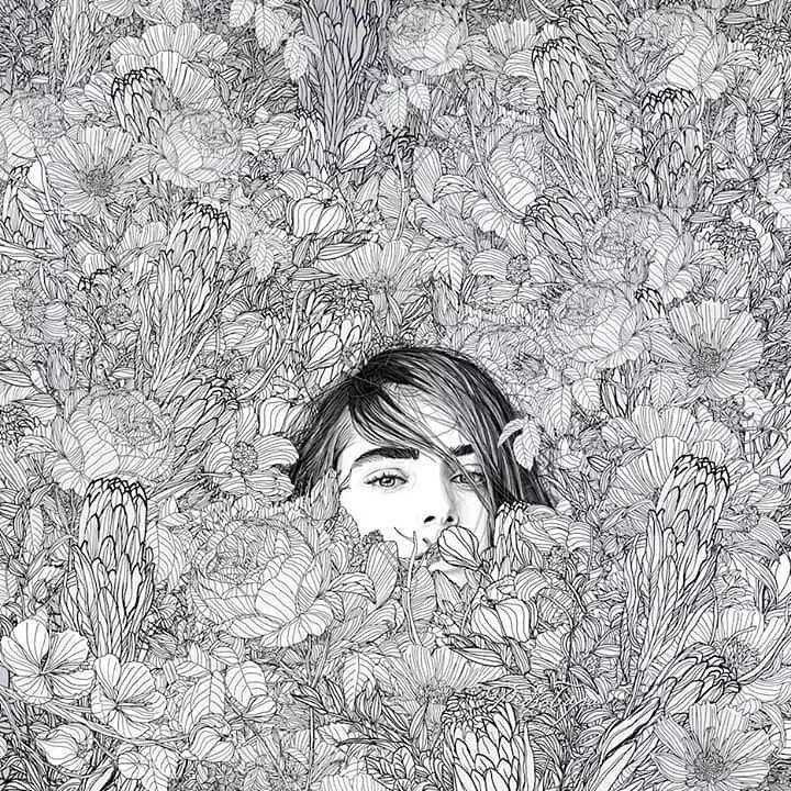 美人與花插畫：用線條淋漓盡致展現(xiàn)女性魅力！