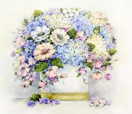 花團錦簇時尚水彩插畫，唯美花卉插畫圖片