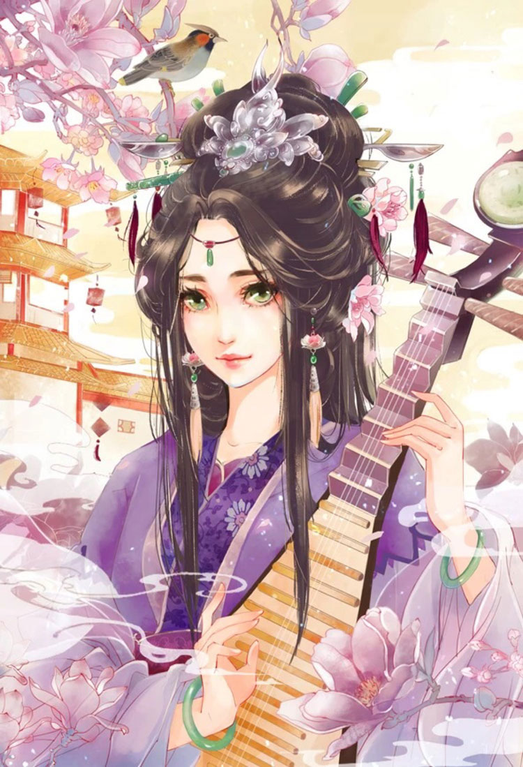 中國風(fēng)美女手繪插畫圖片，五款唯美古風(fēng)人物