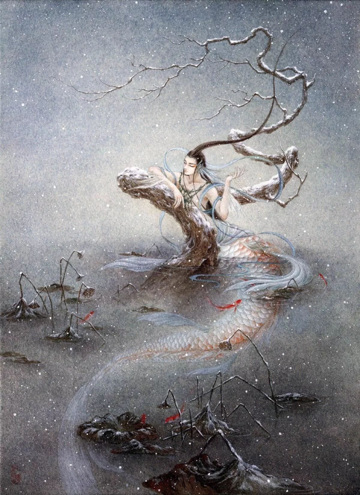 古典唯美插畫：杉澤的中國(guó)風(fēng)水墨百鬼圖插畫
