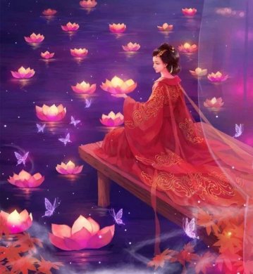 唯美古風(fēng)圖片：一身紅衣，披裝待嫁