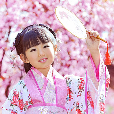 超萌粉色小花仙帶團(tuán)扇女孩頭像，唯美古風(fēng)真人