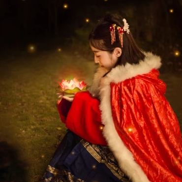 月色下放蓮花女生頭像，唯美古風真人頭像