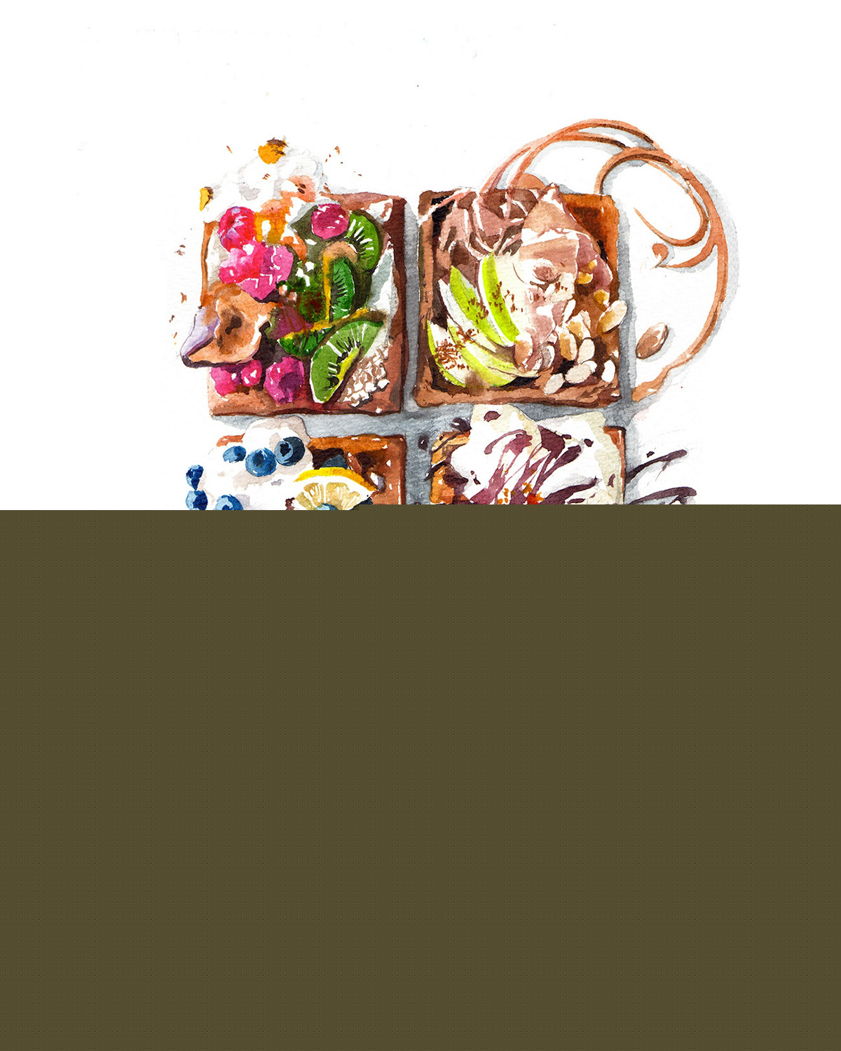 精致逼真的食物水彩插畫，淡雅手繪插畫圖片