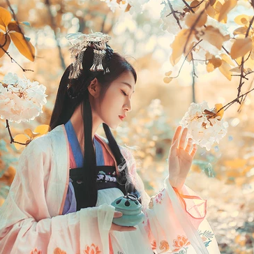 秋意氣質(zhì)帶團扇女生頭像，唯美古風(fēng)真人頭像