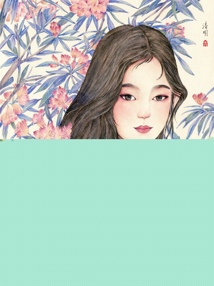 24節(jié)氣水彩手繪插畫，清新淡雅唯美女子插畫