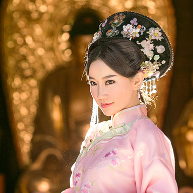 清新桃林妃子帶團(tuán)扇女生頭像，唯美古風(fēng)真人頭