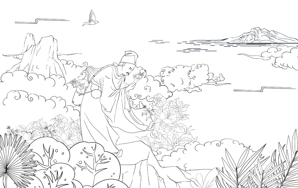 一款中國風(fēng)化妝品宣傳插畫，廣告插畫設(shè)計