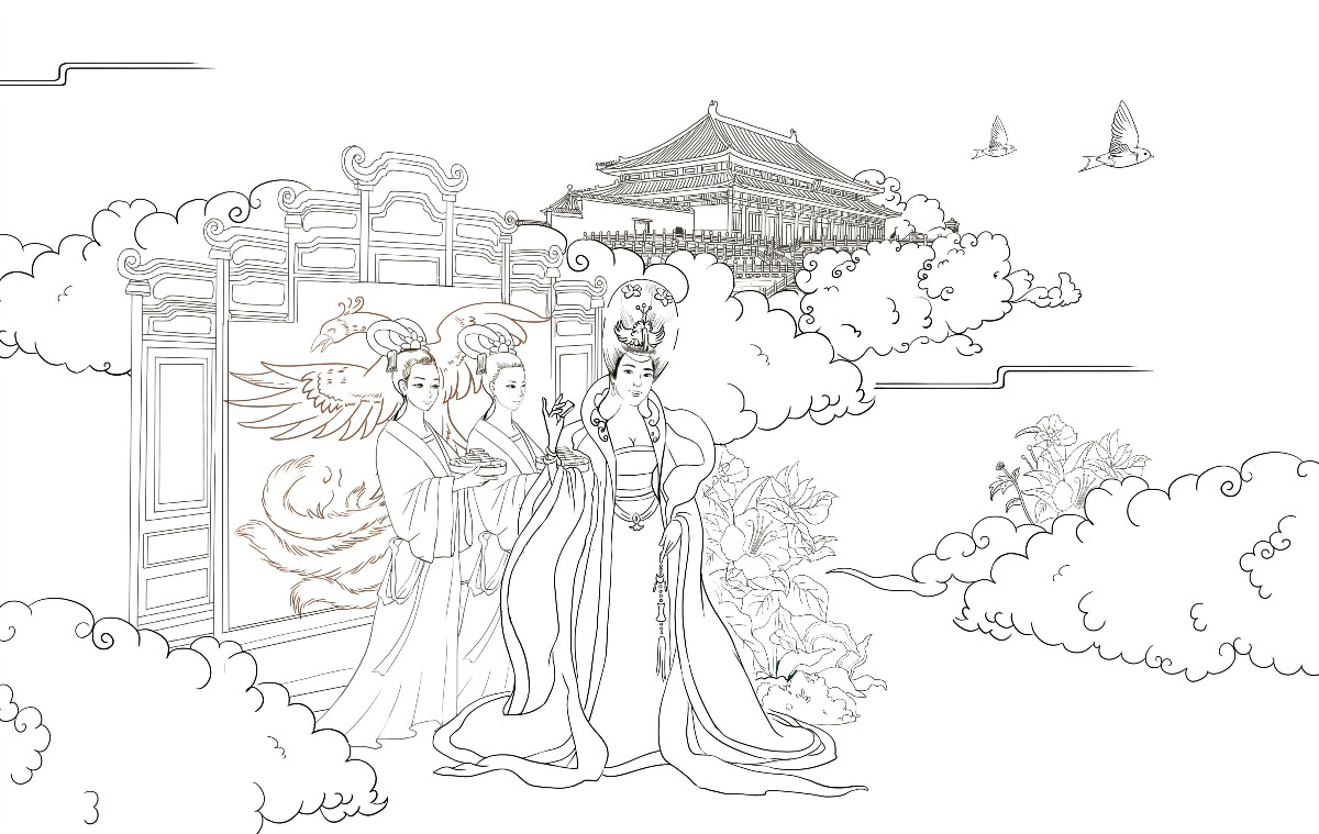 一款中國風(fēng)化妝品宣傳插畫，廣告插畫設(shè)計
