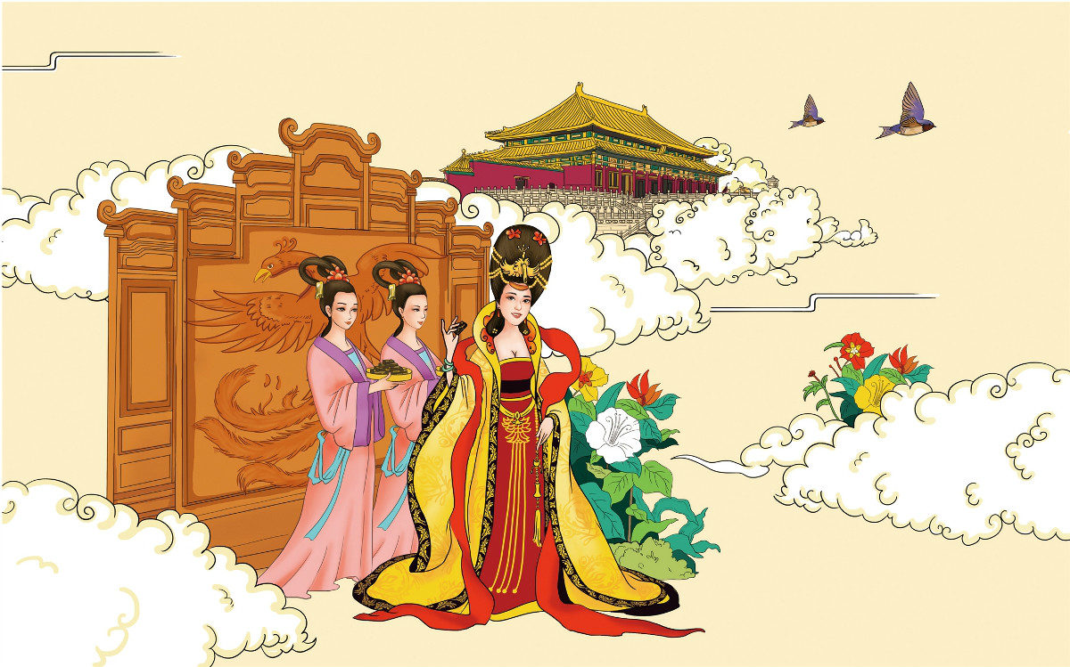 一款中國風(fēng)化妝品宣傳插畫，廣告插畫設(shè)計
