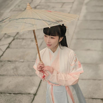 清新帶傘粉色披風(fēng)女生頭像，唯美古風(fēng)頭像