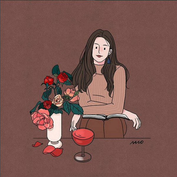 姑娘精致生活手繪插畫，唯美小清新插畫圖片