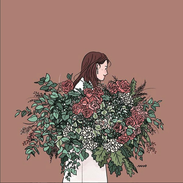 姑娘精致生活手繪插畫，唯美小清新插畫圖片