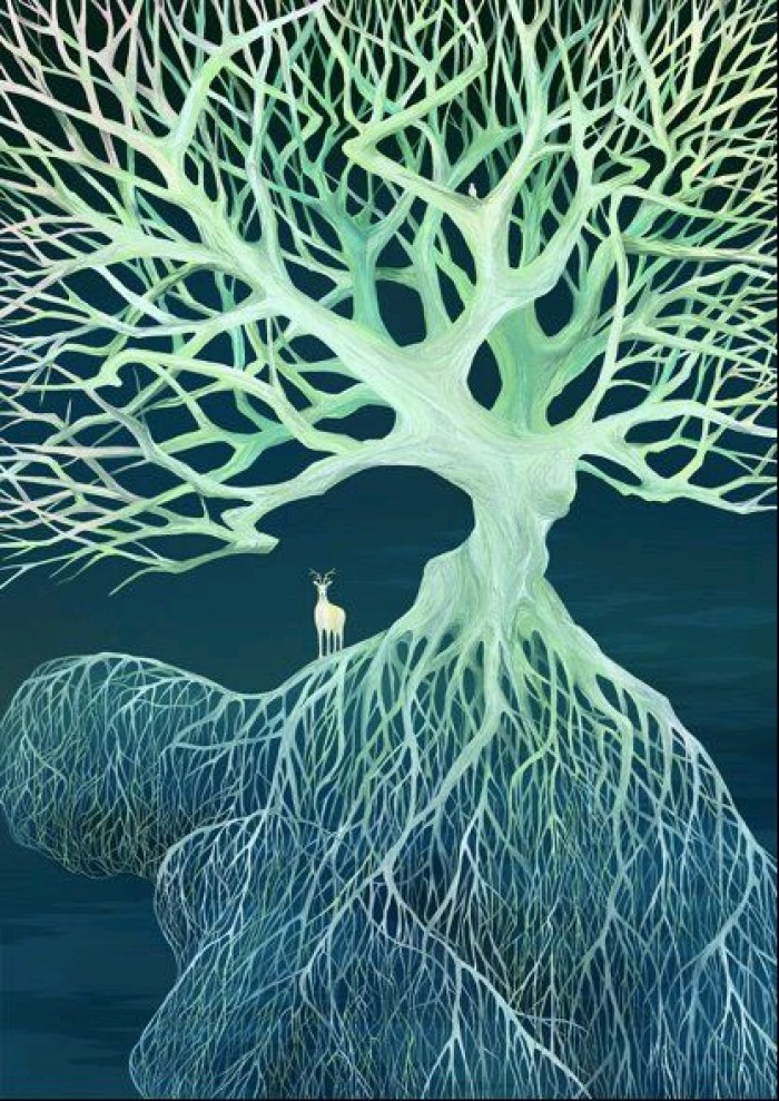 空靈浩大簡(jiǎn)約插畫，風(fēng)格靜謐手繪插畫