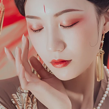 秋千仕女帶團扇女生頭像，唯美古風真人頭像