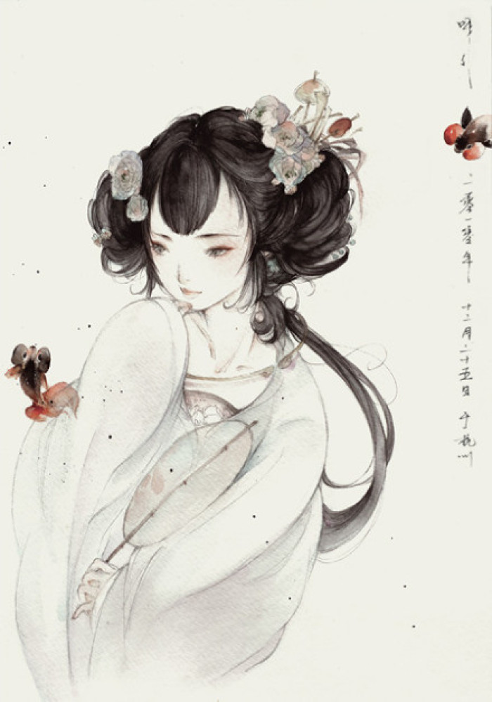 凄美國畫插畫，中國風詩意手繪插畫