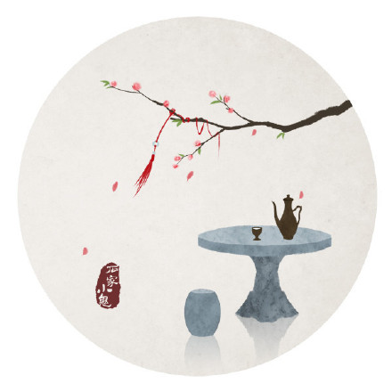 新春寓景插畫，中國風(fēng)手繪插畫