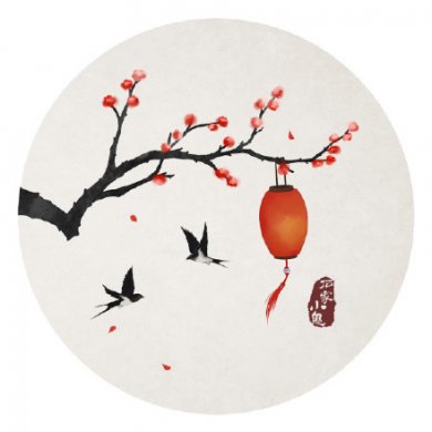 新春寓景插畫，中國風(fēng)手繪插畫