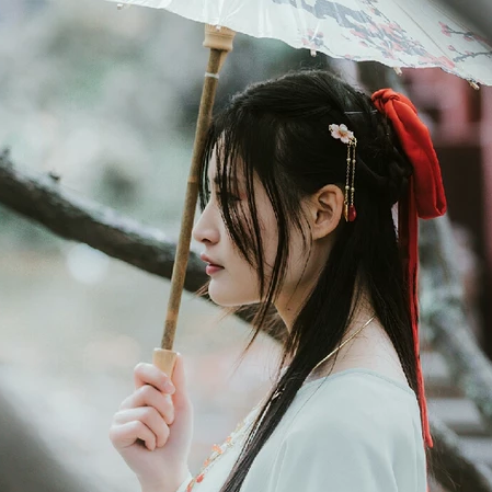 清新文藝帶傘女生頭像，唯美古風(fēng)真人頭像