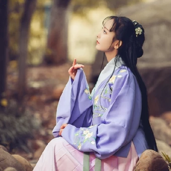 高貴優(yōu)雅紫衣帶團扇女生頭像，唯美古風真人頭