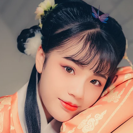 淡橘色漢服少女頭像，唯美古風(fēng)真人頭像