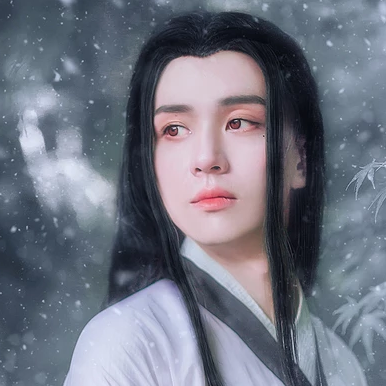 雪景翩翩公子帶折扇頭像，唯美古風(fēng)真人頭像