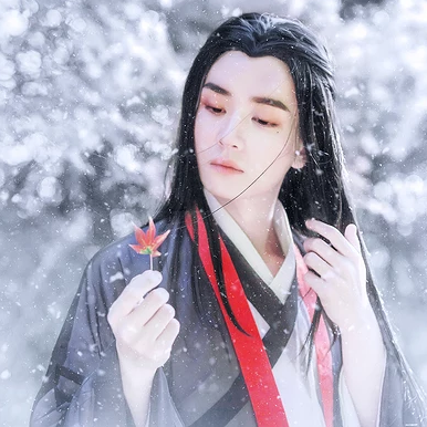 雪景翩翩公子帶折扇頭像，唯美古風(fēng)真人頭像