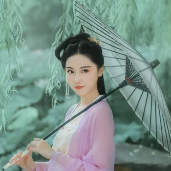 柳下紫衣帶傘頭像，唯美古風(fēng)真人頭像