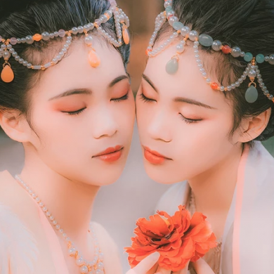 并蒂花閨蜜頭像，唯美古風(fēng)真人頭像