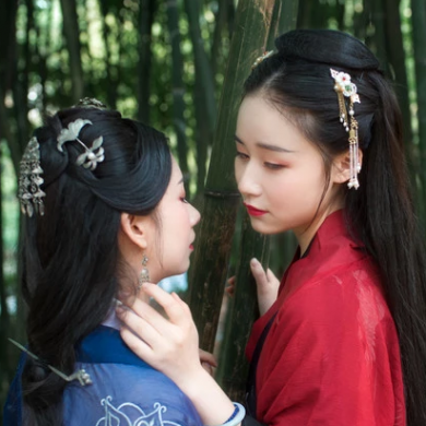 竹林閨蜜頭像，唯美古風(fēng)真人頭像